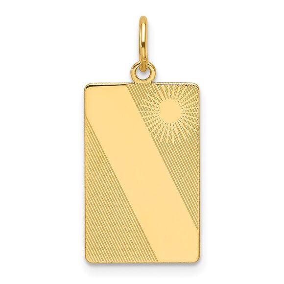 Kazi Luxury 14k Yellow Gold Patterned .013 Gauge Engravable Dog Tag Disc Charm